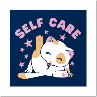 Self Care Funny Cat Posters and Art